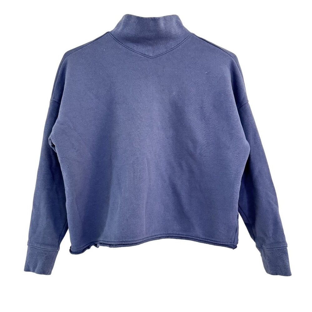 Madewell Blue Mock Neck Cropped‎ Sweatshirt Cotton Hemp Blend XS